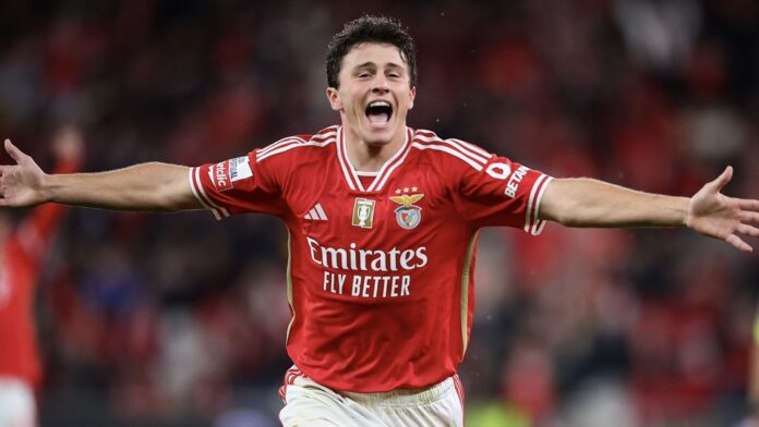 VÍDEO: cabeçada de João Neves coloca o Benfica na frente