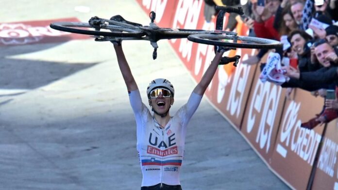 Tadej Pogacar (Gian Mattia D'Alberto/LaPresse via AP)