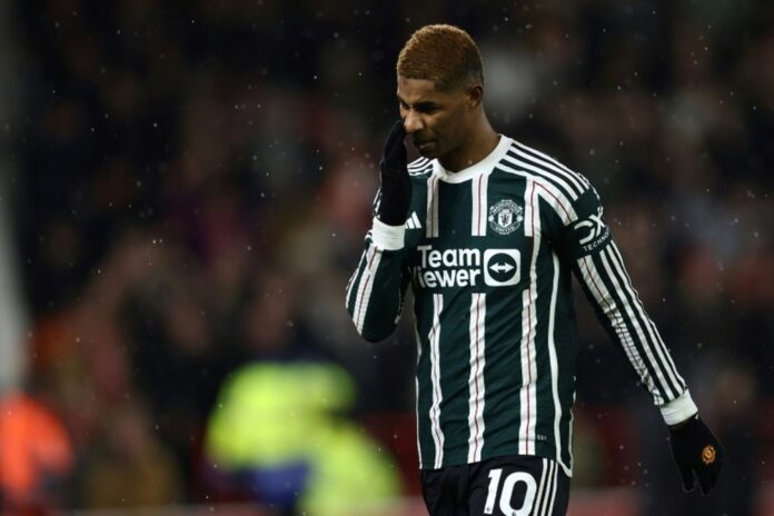 Rashford e Ten Hag mal se falam depois do seu desentendimento. AFP