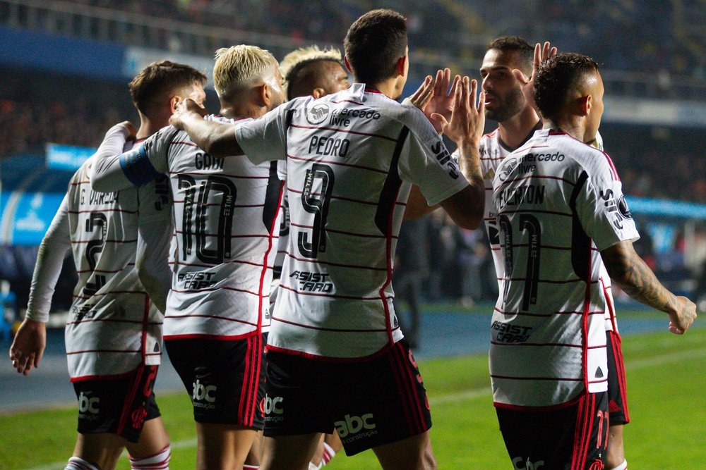 Os jogadores do Flamengo comemoram. EFE