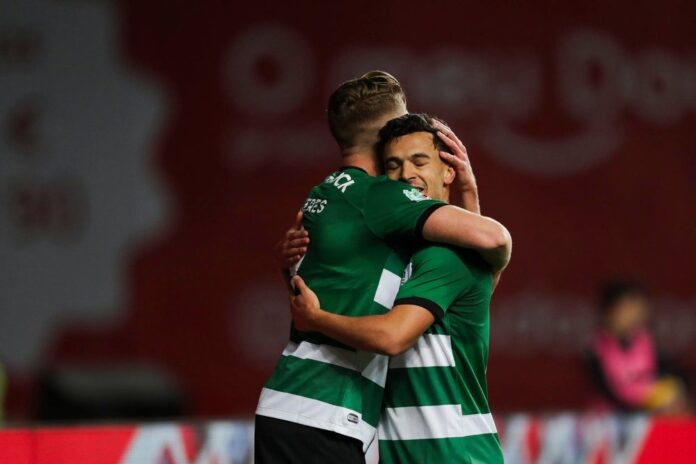 pedro Gonçalves celebra gol, em foto de arquivo. EFE/EPA/PAULO CUNHA