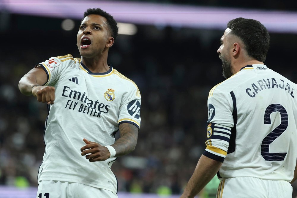 'Rodrygol', uma meia centena com o Real Madrid. AFP