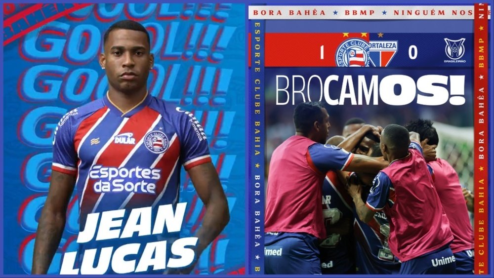 Bahía bate o Fortaleza e assume a vice-liderança do Brasileirão. Captura de tela/ Twitter @ecbahia
