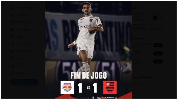 Bragantino-Flamengo. Captura Twitter/@flamengo