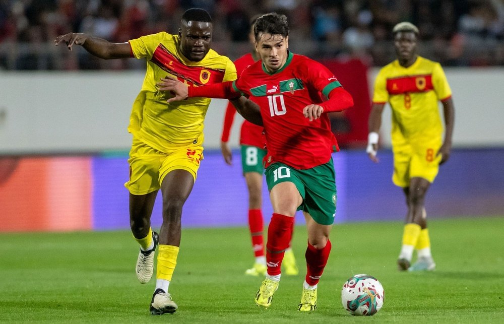 Brahim Díaz na disputa entre marrocos e Angola. EFE