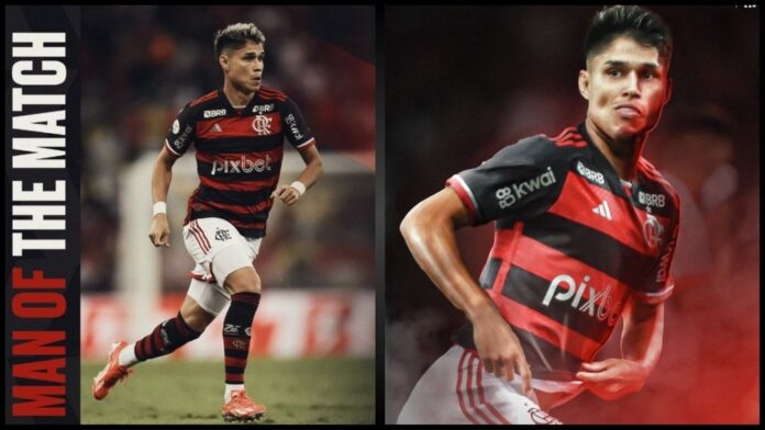 Luiz Araújo, o autor dos dois gols do Flamengo. Twitter @Flamengo_en