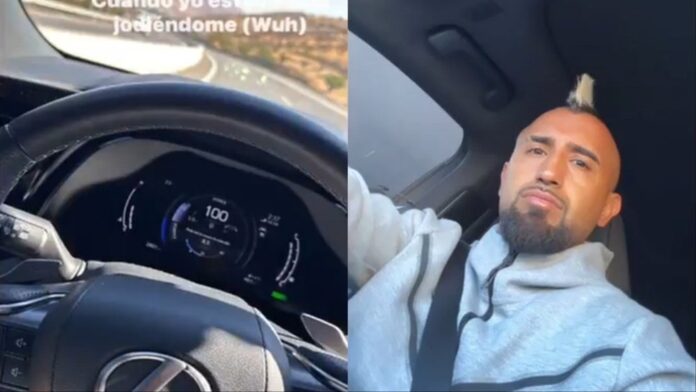 Mais uma de Arturo Vidal: ele se filmou enquanto dirigia!. Captura/kingarturo23oficial