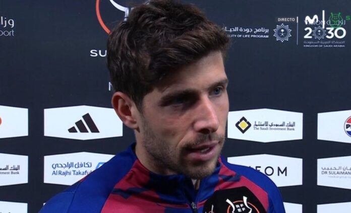 Sergi Roberto lamentou a derrota. Captura/Movistar
