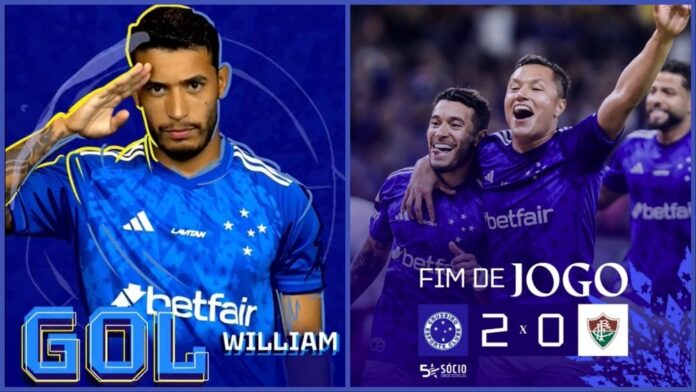 Cruzeiro vence o Fluminense, com dois gols de William. Captura de tela/Twitter @Cruzeiro