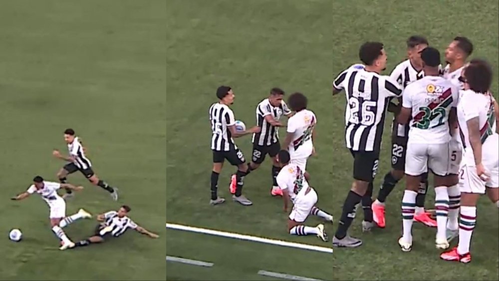 Faíscas entre Damián Suárez e Marcelo na Liga Brasileira. Capturas/TNTSports