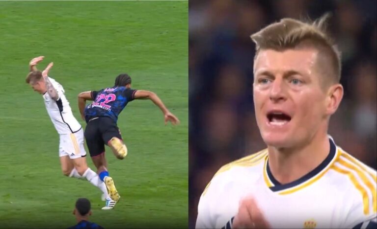 Kroos se revoltou com o cartão amarelo. Capturas/DAZN