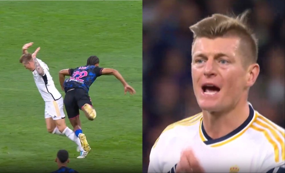 Kroos se revoltou com o cartão amarelo. Capturas/DAZN