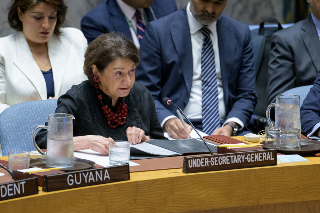 Rosemary DiCarlo citou dados do Ministério da Saúde do Irã revelando que 90% das vítimas iranianas eram civis