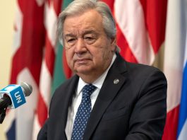 O secretário-geral António Guterres fala à imprensa na sede da ONU, em Nova Iorque