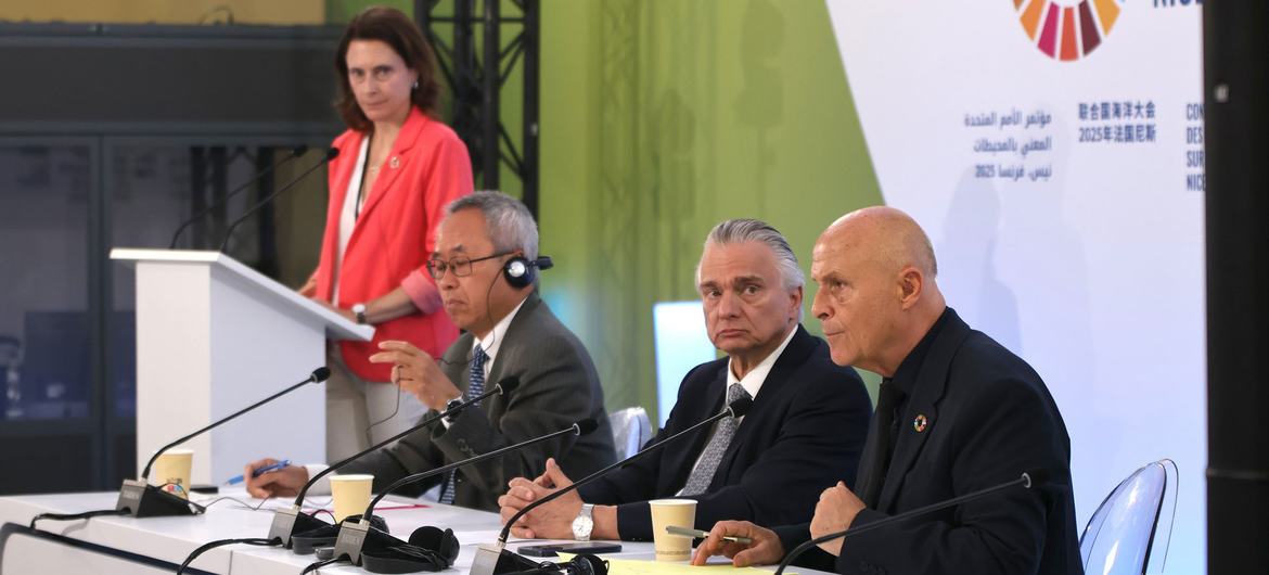 Conferência de imprensa de encerramento da Terceira Conferência dos Oceanos das Nações Unidas.