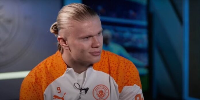 Haaland respondeu a Alexander-Arnold. Captura/SkySports