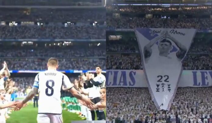 O Bernabeú homenageou Toni Kroos. Captura/MovistarLaLiga