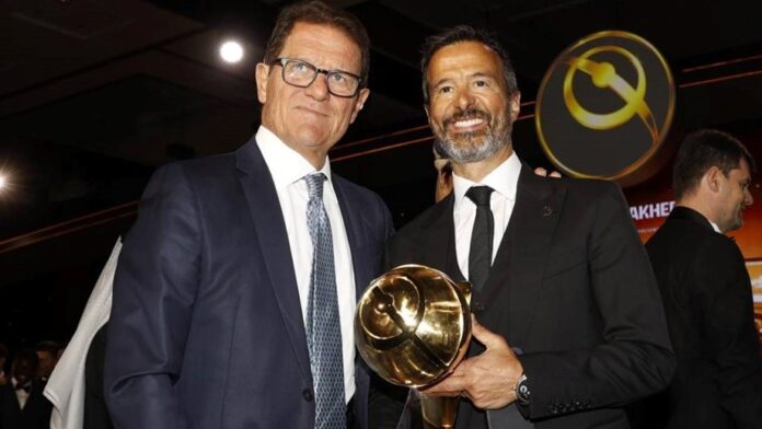 Fabio Capello com Jorge Mendes nos Globe Soccer Awards