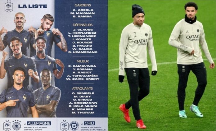 A lista francesa para este mês. Twitter/equipedefrance-AFP