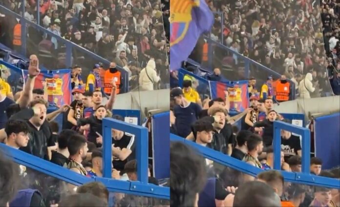 Dois torcedores do Barça são detidos em Paris por gestos nazistas. Capturas/Twitter/YaseenPvris