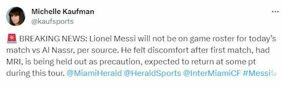 Imagem do artigo:Inter Miami e Al-Nassr se enfrentam SEM Messi, nem CR7; 🇦🇷 no banco